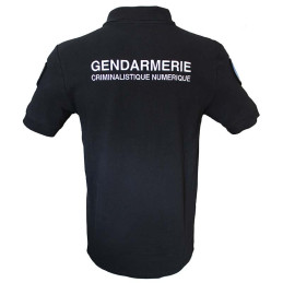 Polo Gendarmerie Criminalistique Numérique Noir brodé avec supports Velcro