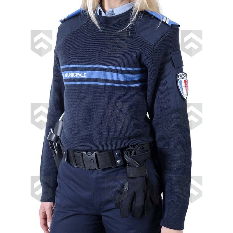 Pull Police Municipale brodé col rond