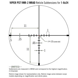 Lunette de visée VIPER PST GEN II 1-6 x 24 Vortex VMR-2 MRAD
