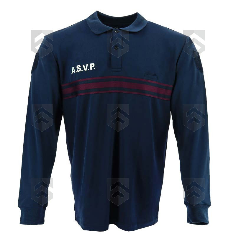 Polo ASVP Respirant Allégé Manches Longues Bleu Marine