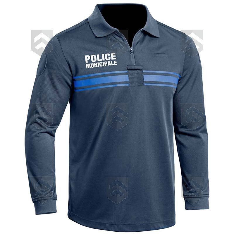 Polo Police Municipale Respirant Manches Longues Bleu Marine PM ONE