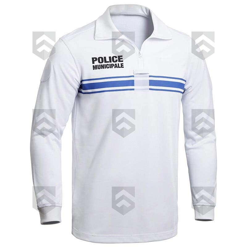Polo Police Municipale Respirant Manches Longues Blanc PM ONE