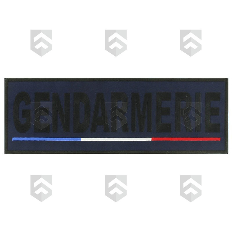 Bande basse visibilité brodée Gendarmerie 10 x 30 cm Liseré Tricolore