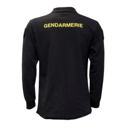 Polo Gendarmerie Mobile Manches Longues Respirant Noir Imprimé