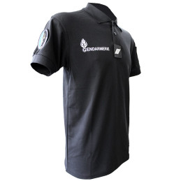 Polo Gendarmerie Départementale Respirant Noir Imprimé avec Velcro Homme
