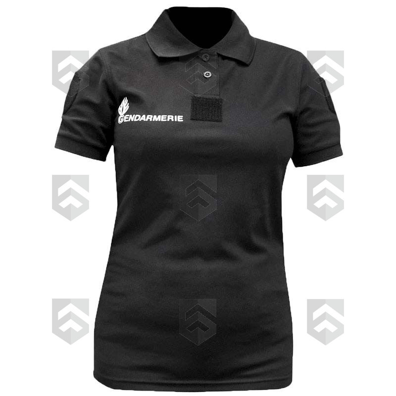 Polo Gendarmerie Départementale Respirant Noir Imprimé avec Velcro Femme