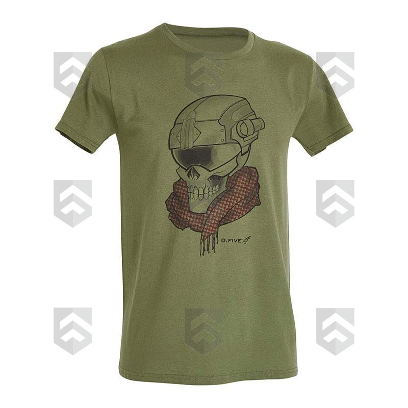 T-shirt manches courtes D.FIVE DEFCON 5 SKULL avec Casque Vert O.D.