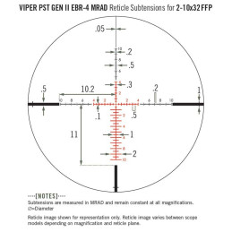 Lunette de visée VIPER PST GEN II 2-10 x 32 FFP Vortex EBR-4 MRAD