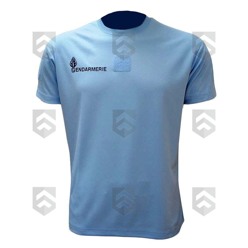 T-shirt Imprimé Gendarmerie Départementale Bleu Ciel Respirant avec supports Velcro