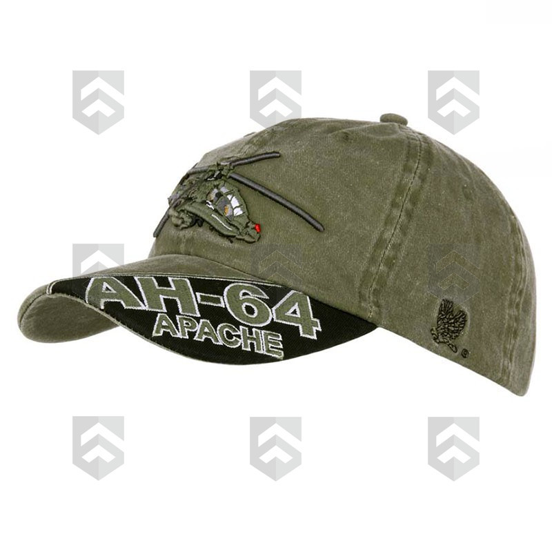 Casquette Brodée AH-64 Apache Vert Délavé