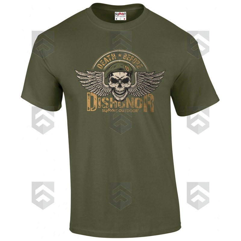T-shirt manches courtes Summit Outdoor DEATH BEFORE DISHONOR Vert OD