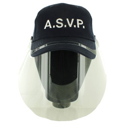 Casquette Brodée ASVP avec visière protection de lutte Covid 19 amovible