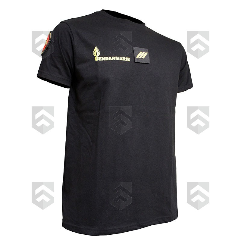 T-shirt Imprimé Gendarmerie Mobile Noir avec supports Velcro