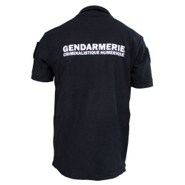 Polo Gendarmerie Criminalistique Numérique Noir Imprimé avec supports Velcro
