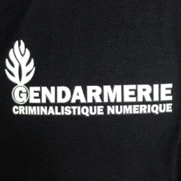 Polo Gendarmerie Criminalistique Numérique Noir Imprimé avec supports Velcro