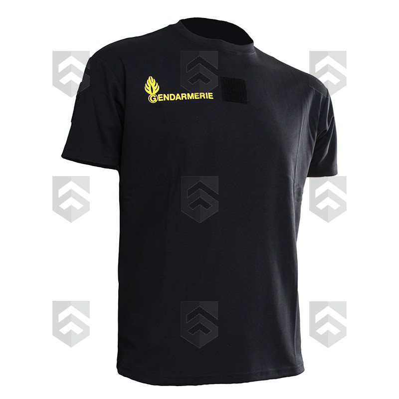 T-shirt Imprimé Gendarmerie Mobile Noir Respirant avec supports Velcro