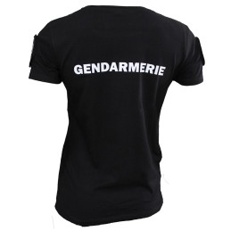 T-shirt Imprimé Gendarmerie Départementale Noir avec supports Velcro Femme