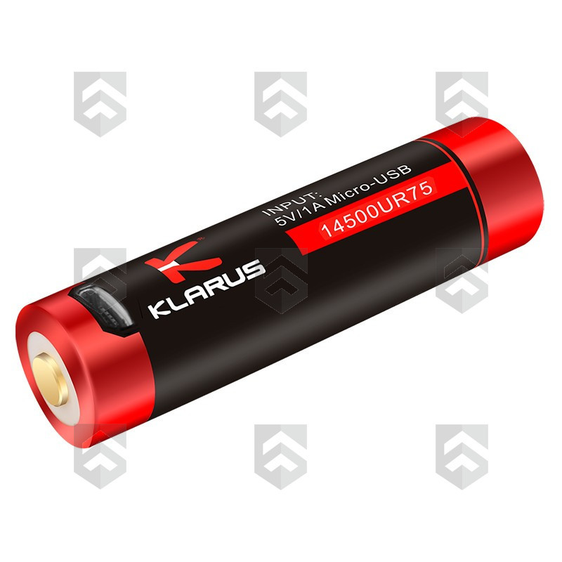 Accu type 14500 Rechargeable Li-ion 750 mAh Klarus prise micro USB