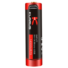 Accu type 14500 Rechargeable Li-ion 750 mAh Klarus prise micro USB