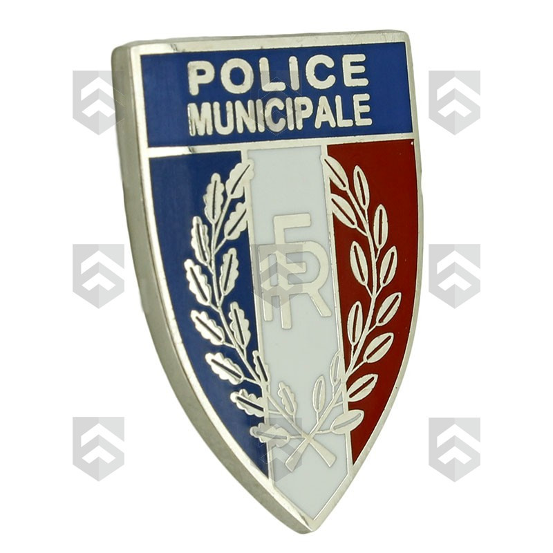 Insigne métallique Police Municipale pour calot avec écusson tricolore