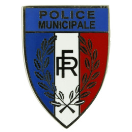 Insigne métallique Police Municipale pour calot avec écusson tricolore