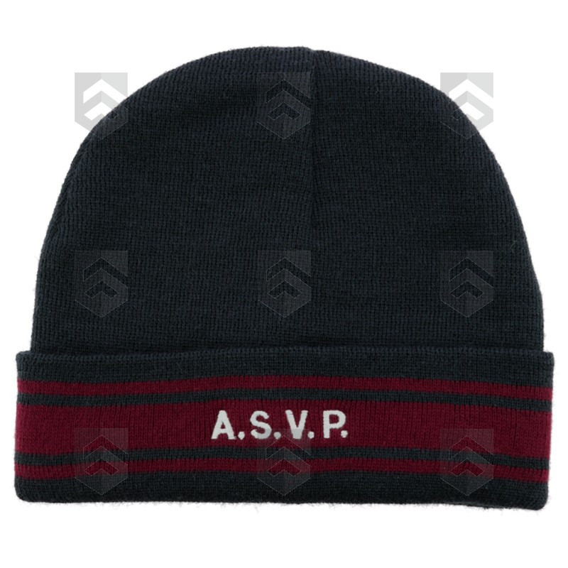 Bonnet Bleu Marine brodé ASVP DMB avec bandes