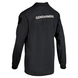 Polo Gendarmerie Départementale Noir Respirant Imprimé avec supports Velcro Manches Longues