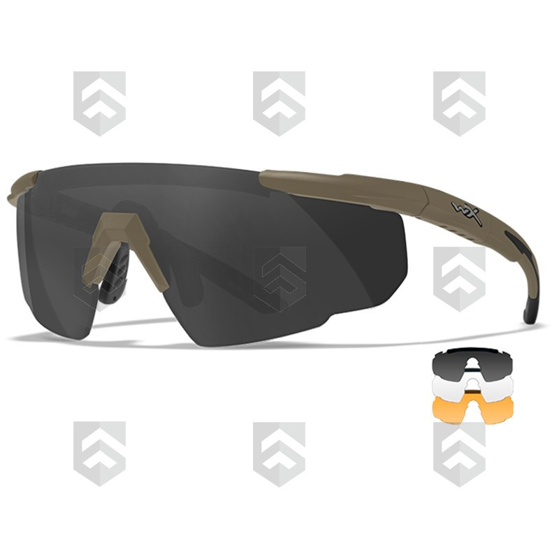Pack Lunettes Balistiques Saber Adv Tan WILEY X Incolore/Ambré/Fumé