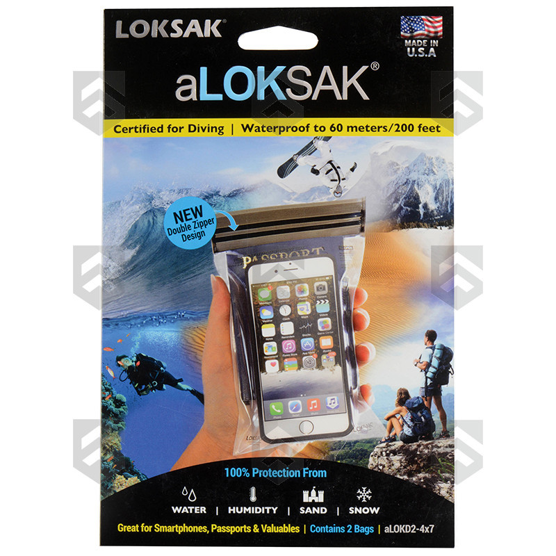 Lot de 2 pochettes étanches aLOKSAK 11,2x18,4 cm pour smartphone