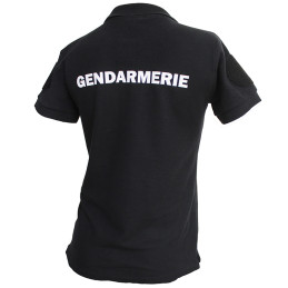 Polo Gendarmerie Départementale Noir Imprimé avec supports Velcro Femme
