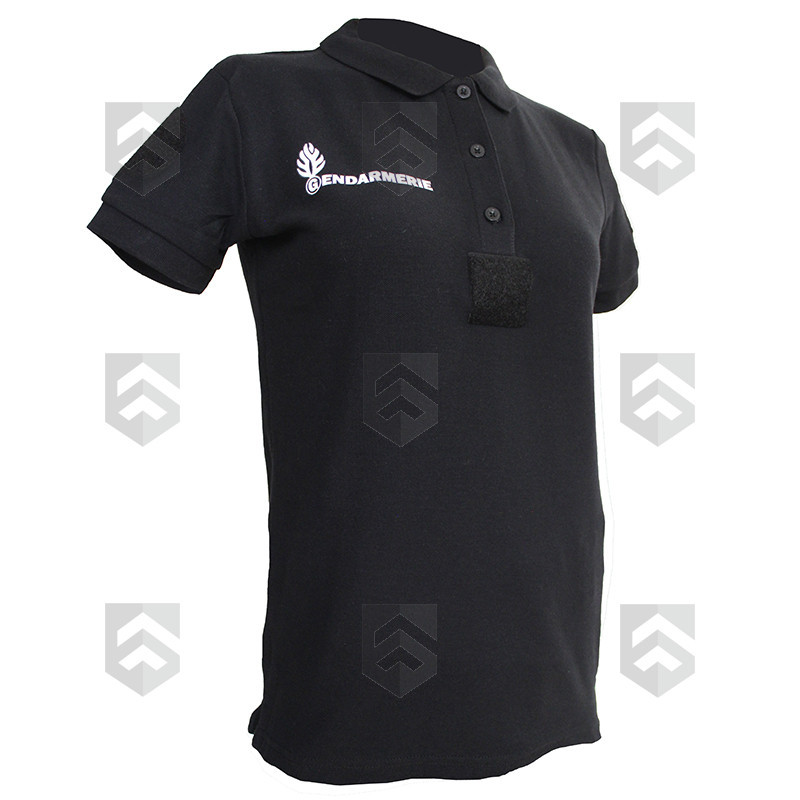 Polo Gendarmerie Départementale Noir Imprimé avec supports Velcro Femme