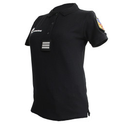 Polo Gendarmerie Départementale Noir Imprimé avec supports Velcro Femme