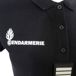 Polo Gendarmerie Départementale Noir Imprimé avec supports Velcro Femme