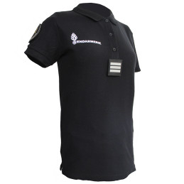 Polo Gendarmerie Départementale Noir Imprimé avec supports Velcro Femme