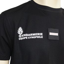 T-shirt Imprimé Gendarmerie Equipe Cynophyle Noir Respirant avec supports Velcro