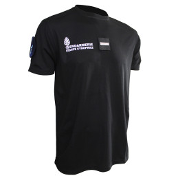 T-shirt Imprimé Gendarmerie Equipe Cynophyle Noir Respirant avec supports Velcro
