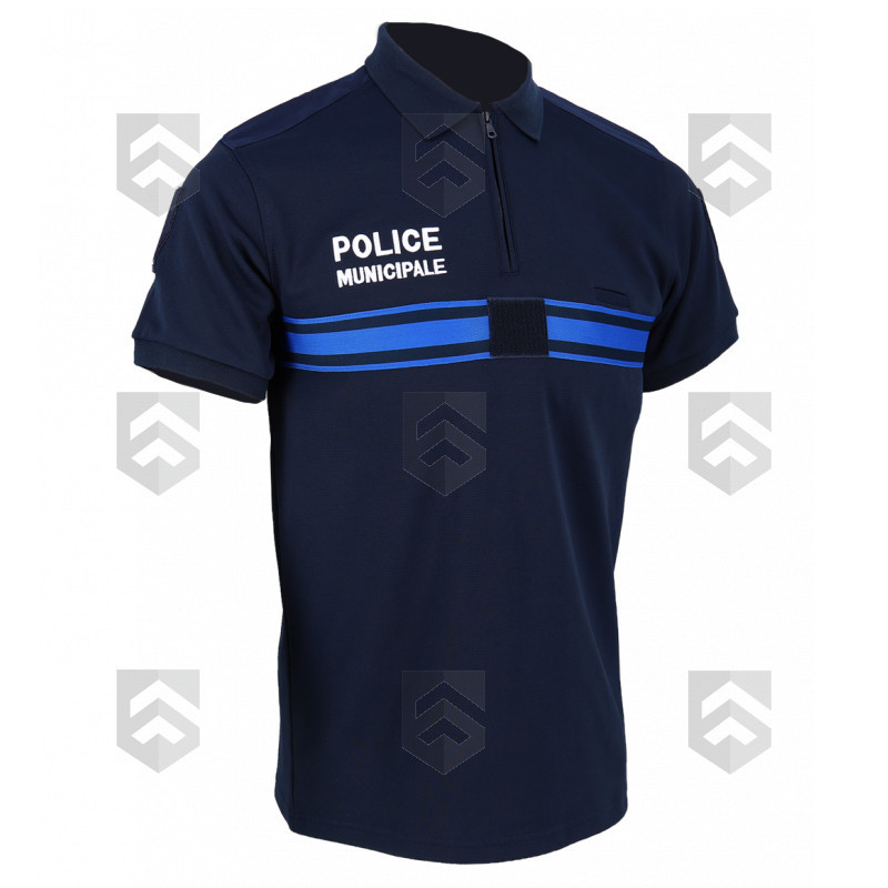 Polo Police Municipale Double Face Manches Courtes Col Zippé DMB Bleu Marine