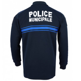 Polo Police Municipale Double Face Manches Longues Col Zippé DMB Bleu Marine