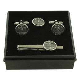 Coffret d'apparat Armée Française avec boutons de manchette, pin's et pince à cravate