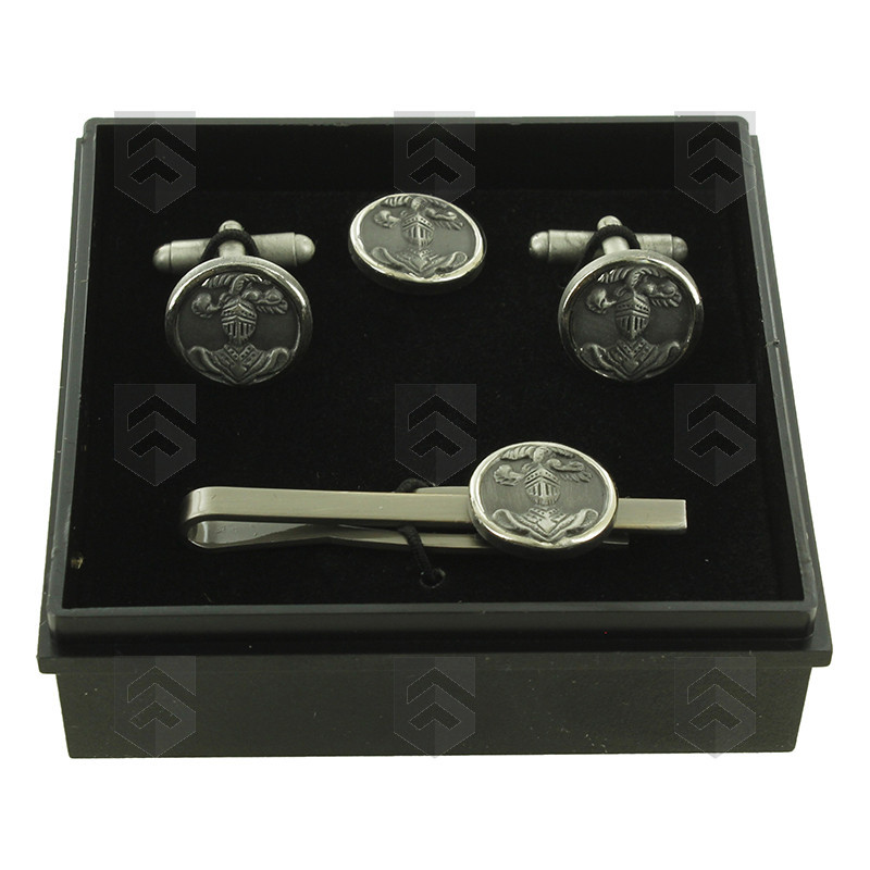 Coffret d'apparat Armée Française avec boutons de manchette, pin's et pince à cravate