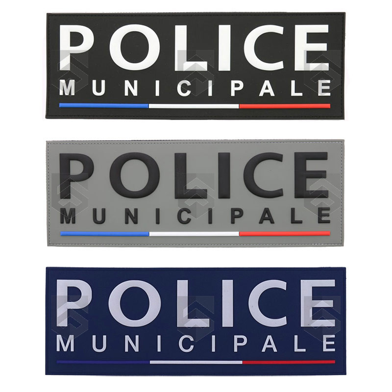 Bande Gomme 3D Police Municipale 10 x 28 cm Liseré Tricolore