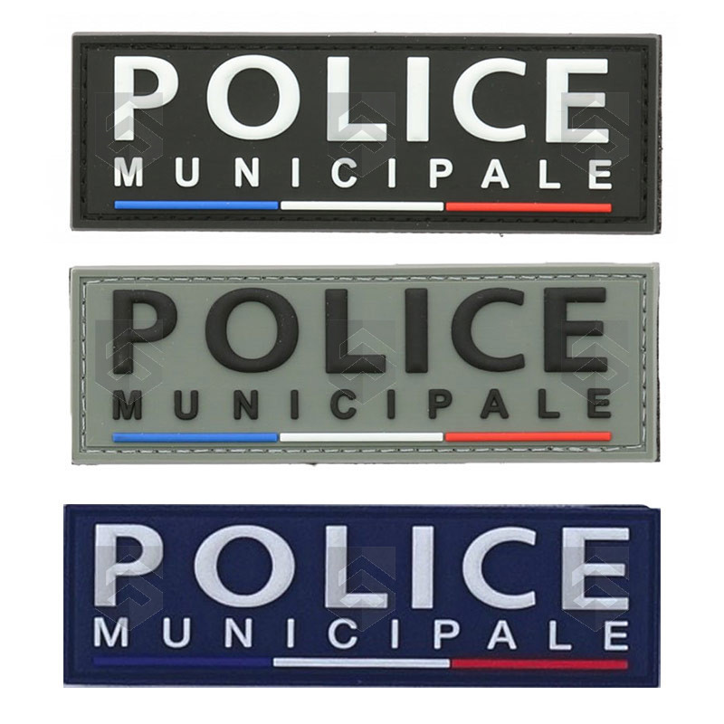 Bande Gomme 3D Police Municipale 3,5 x 10 cm Liseré Tricolore