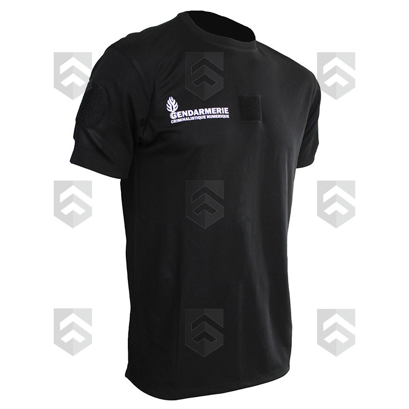T-shirt Imprimé Gendarmerie Criminalistique Numérique Noir Respirant avec supports Velcro