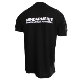 T-shirt Imprimé Gendarmerie Criminalistique Numérique Noir Respirant avec supports Velcro