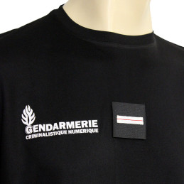 T-shirt Imprimé Gendarmerie Criminalistique Numérique Noir Respirant avec supports Velcro