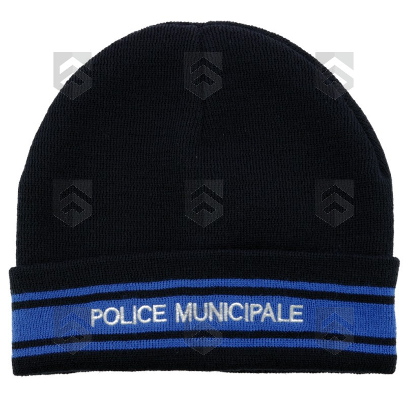 Bonnet Bleu Marine Doublé Polaire brodé Police Municipale DMB