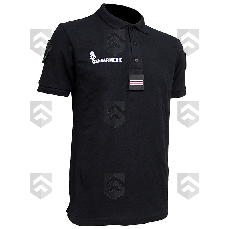Polo Gendarmerie Départementale MC Noir Imprimé avec supports Velcro