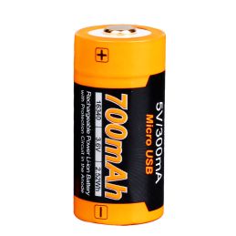 Accu type 16340 Li-ion 700mAh avec prise micro-usb