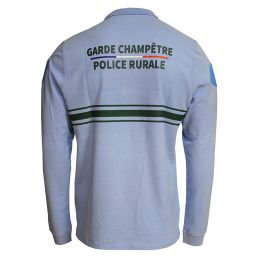 Polo Garde Champêtre / Police Rurale ML Bleu Ciel
