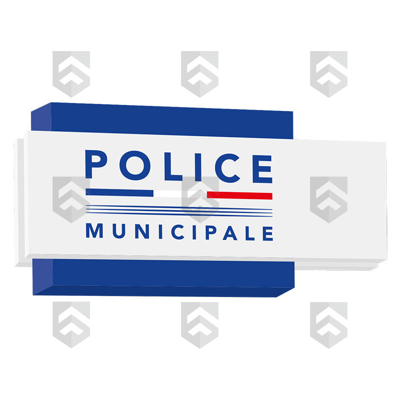 Enseigne Drapeau Moderne Police Municipale vue de jour